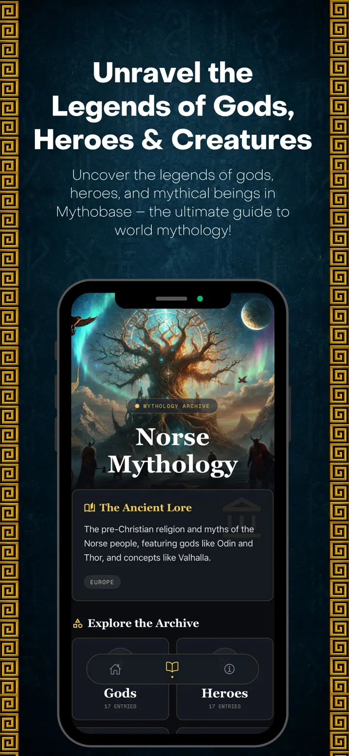 The Norse Mythology archive page with its lore and links to gods and heroes