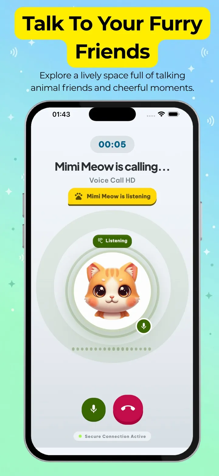 A pretend voice call from Mimi Meow in progress